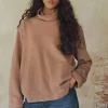 Women Wrap London Jersey Tops*Funnel-Neck Sweatshirt