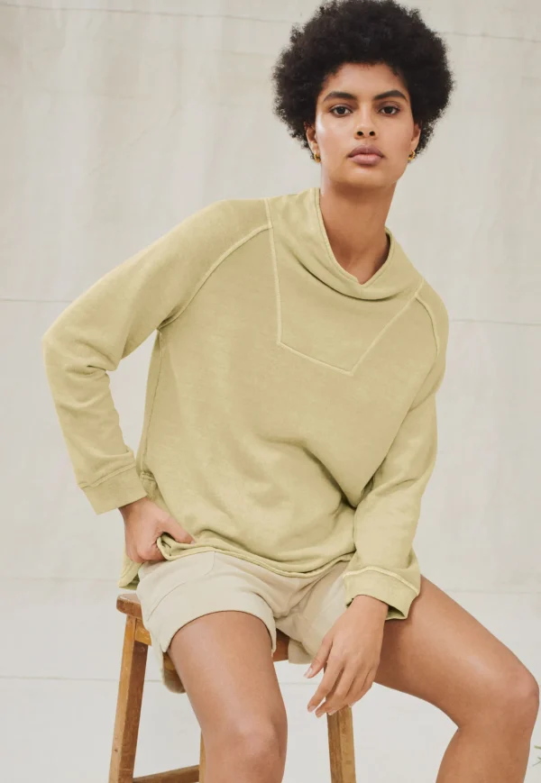 Women Wrap London Jersey Tops*Funnel-Neck Sweatshirt