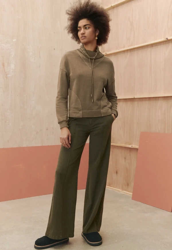 Women Wrap London Jersey Tops*Funnel-Neck Sweatshirt