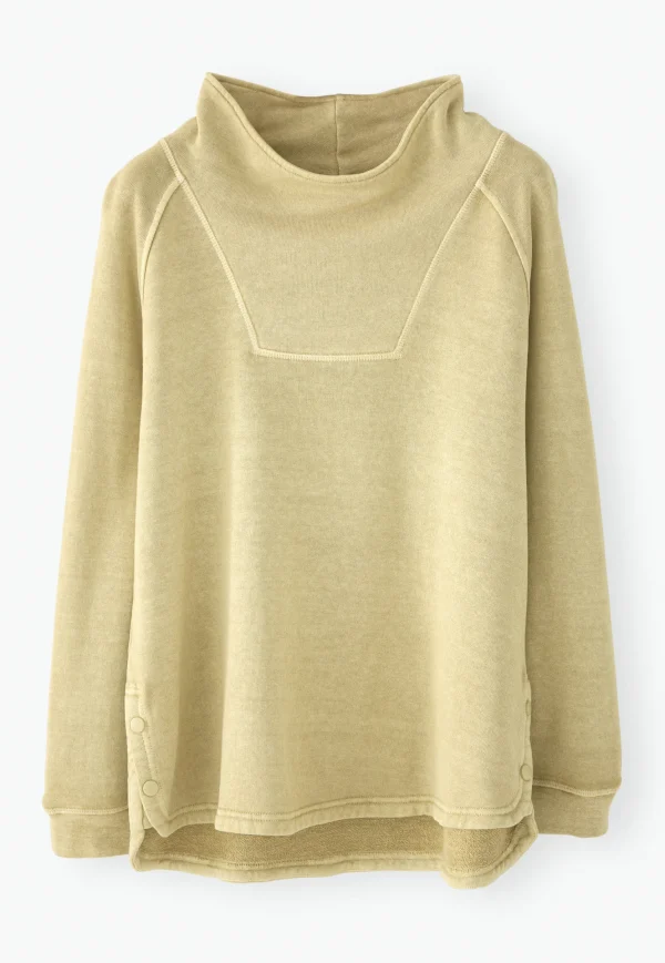 Women Wrap London Jersey Tops*Funnel-Neck Sweatshirt