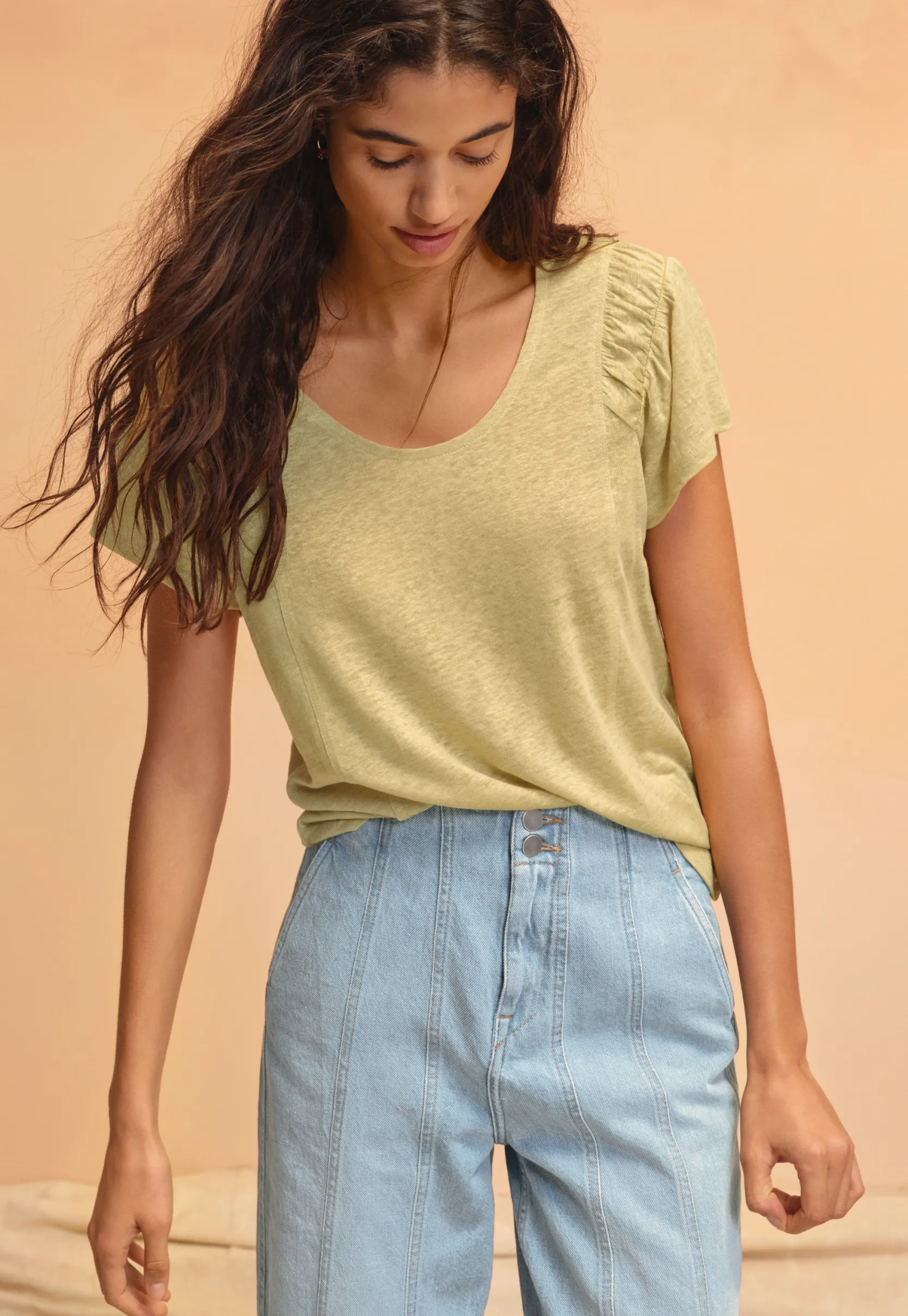 gatheredsleeve_top_3.webp Women Wrap London Jersey Tops*Gathered-Sleeve Top