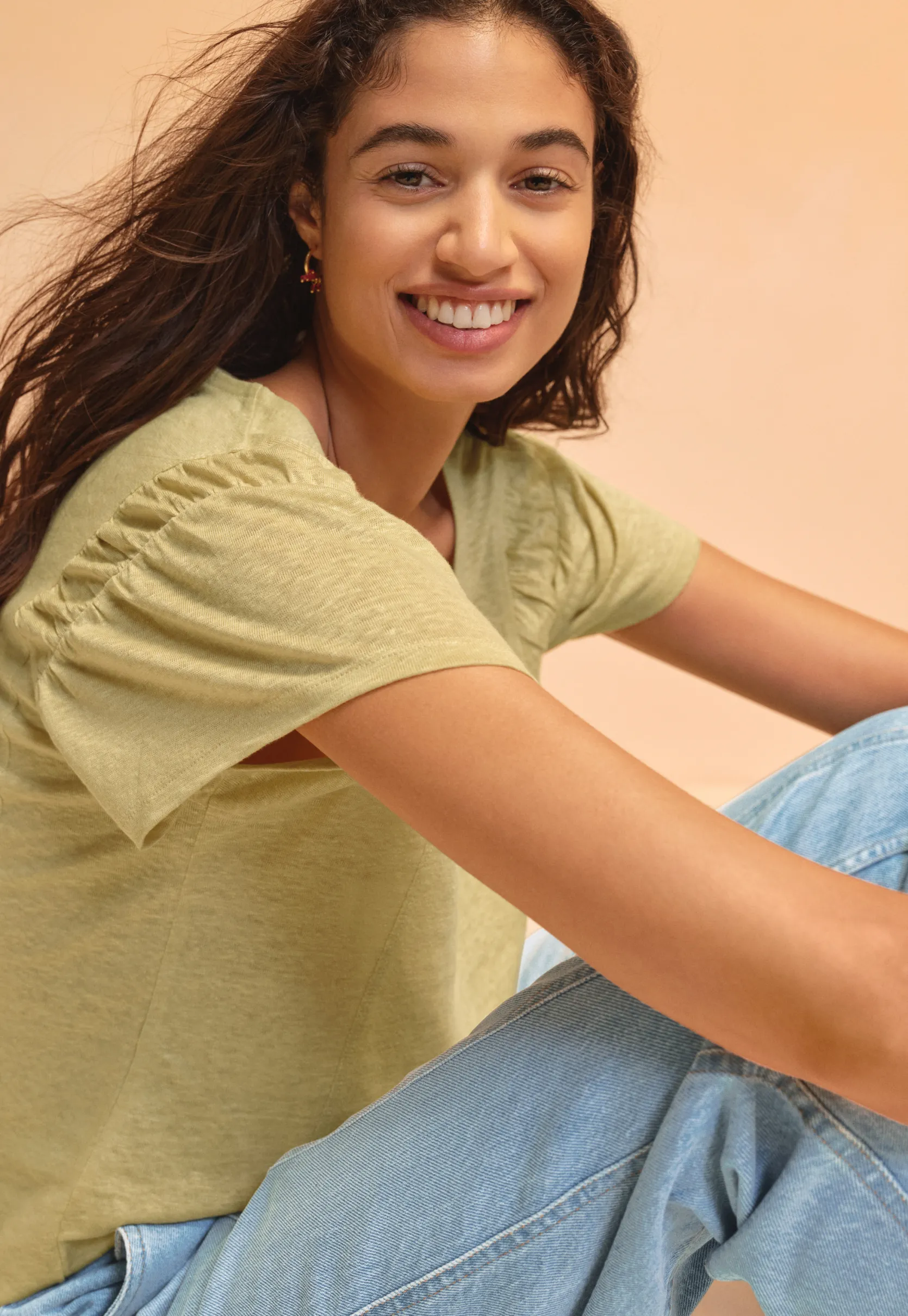 gatheredsleeve_top_4.webp Women Wrap London Jersey Tops*Gathered-Sleeve Top