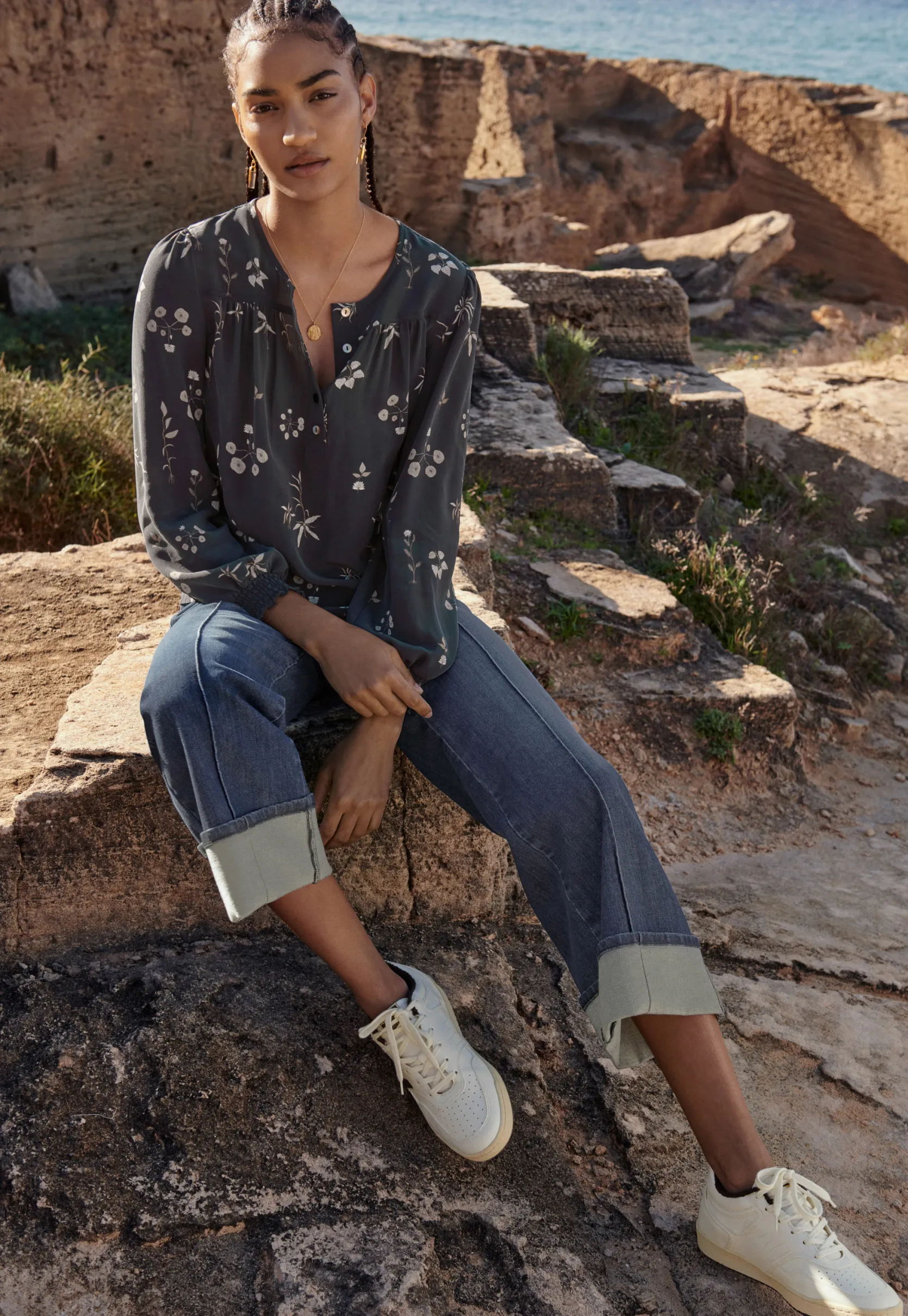 halfplacket_printed_blous_2.webp Women Wrap London Shirts & Tops*Half-Placket Printed Blouse
