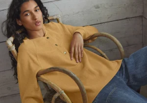 Women Wrap London Jersey Tops*Half-Placket Sweatshirt