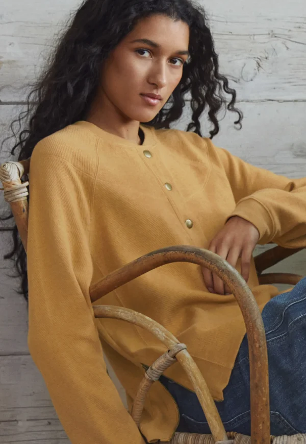 Women Wrap London Jersey Tops*Half-Placket Sweatshirt