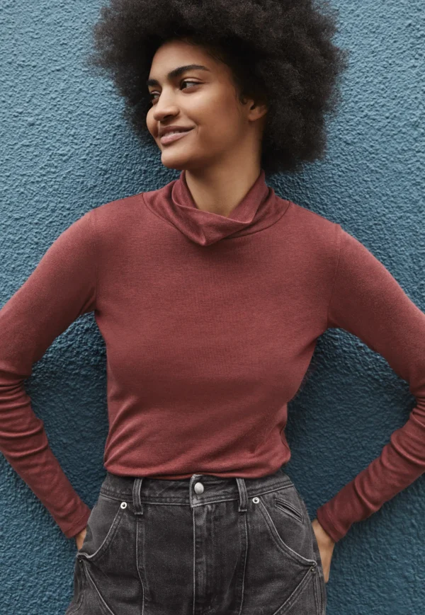 Women Wrap London Jersey Tops*High-Neck Top