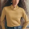 Women Wrap London Jersey Tops*High-Neck Top