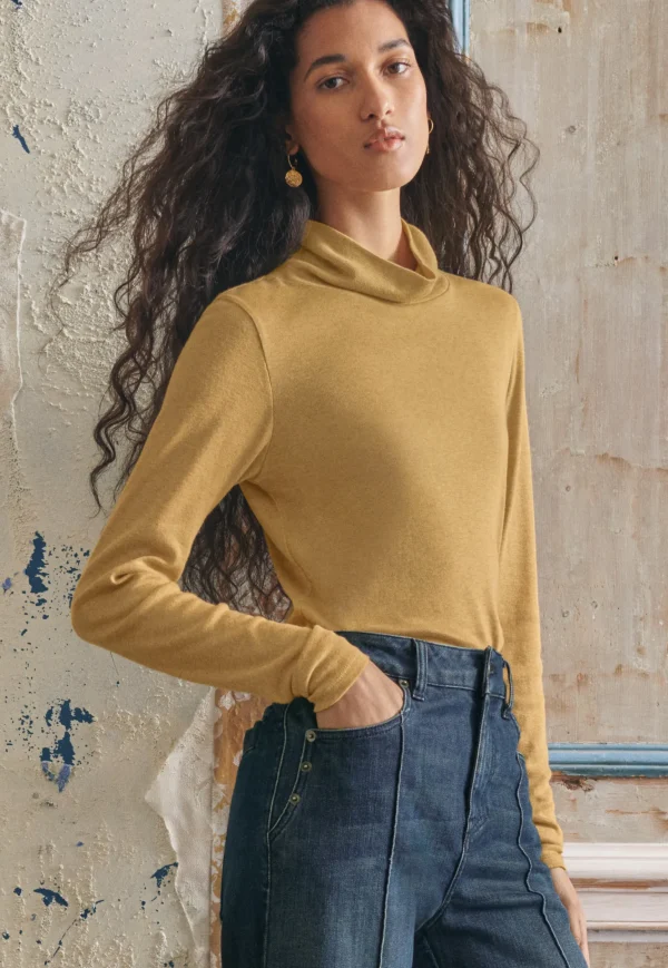 Women Wrap London Jersey Tops*High-Neck Top