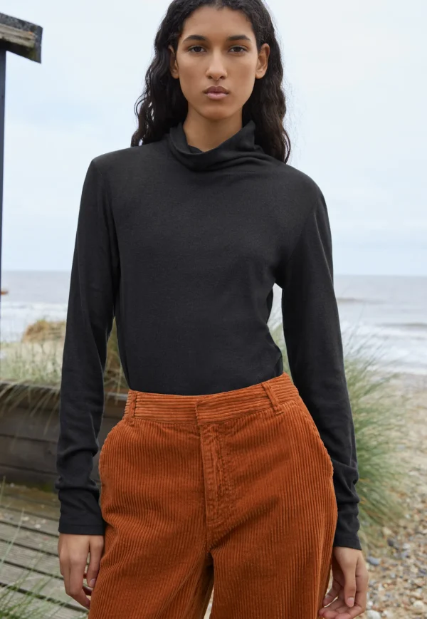 Women Wrap London Jersey Tops*High-Neck Top
