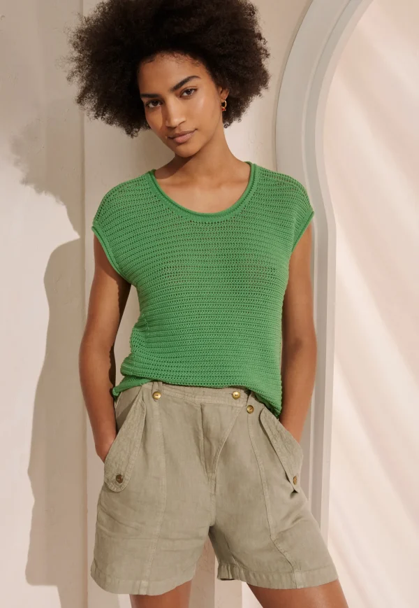 Women Wrap London Knitwear*Knitted Mesh-Stitch Top