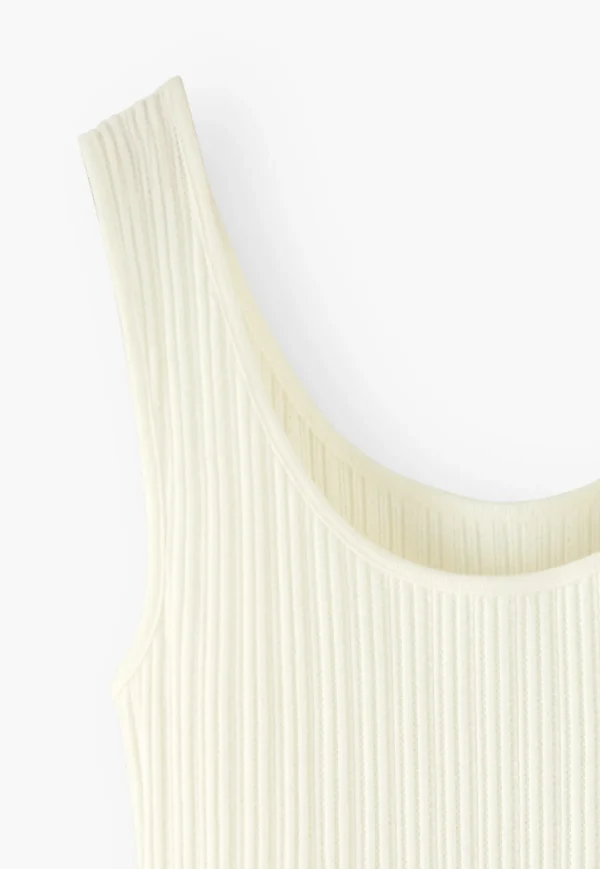 Women Wrap London Jersey Tops*Lace-Rib Vest