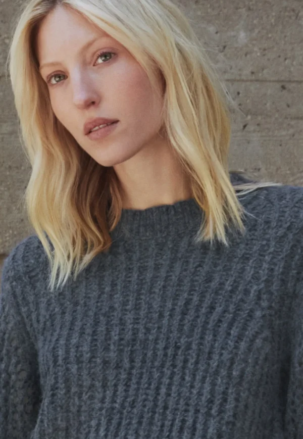 Women Wrap London Knitwear*Mesh-Sleeve Sweater