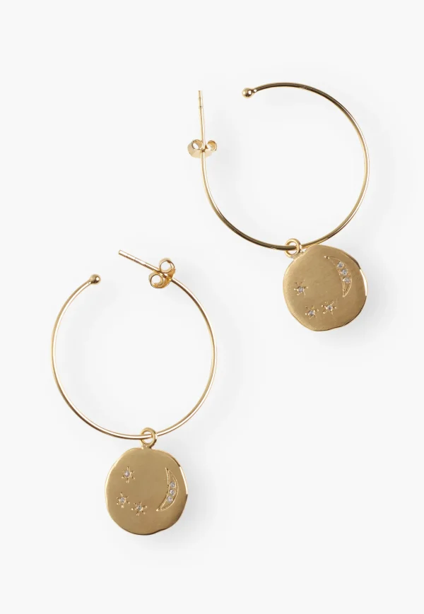 Women Wrap London Jewellery*Moons-And-Stars Pendant Hoop Earrings