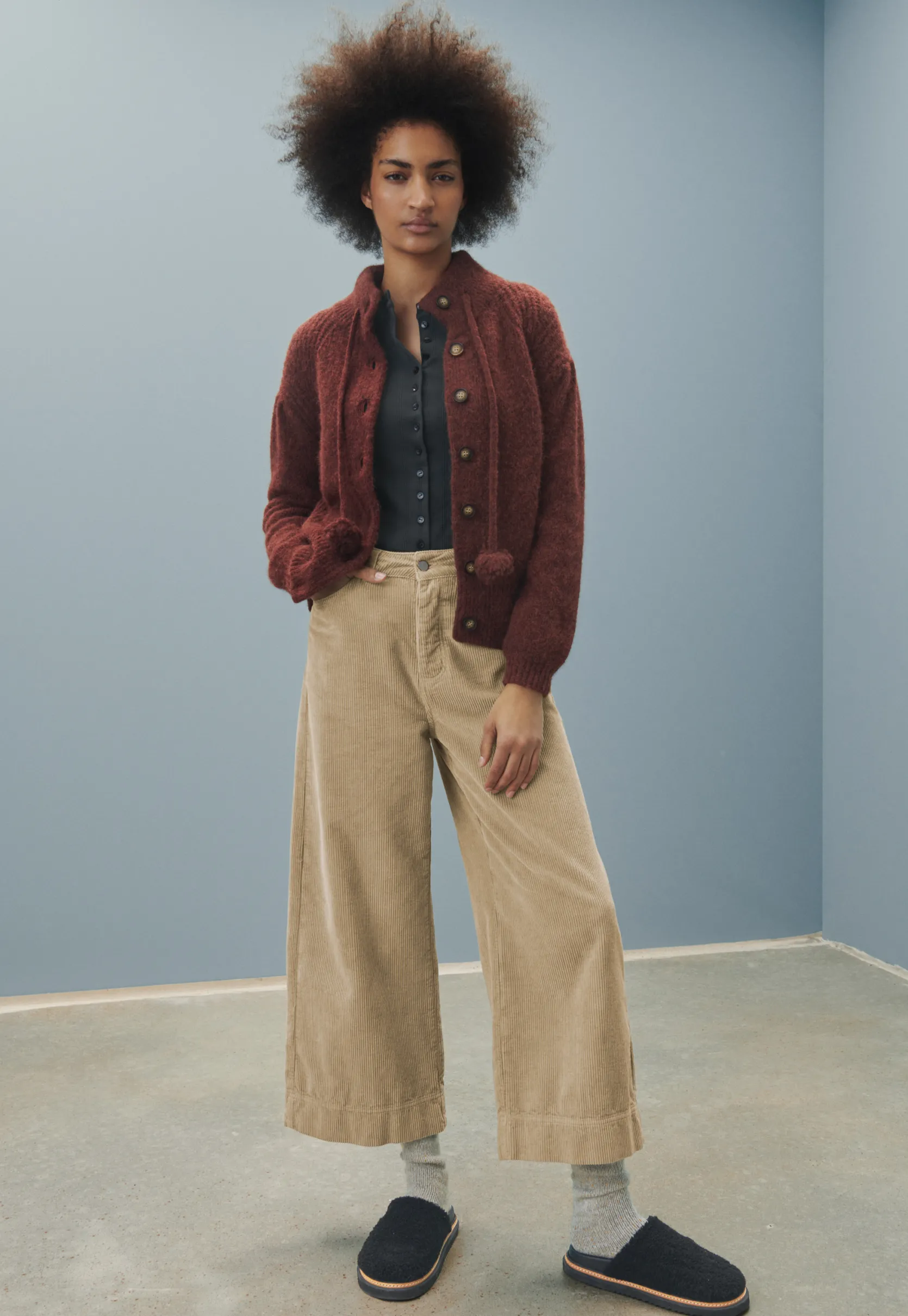 pompom_tassel_cardigan_3.webp Women Wrap London Knitwear*Pompom Tassel Cardigan