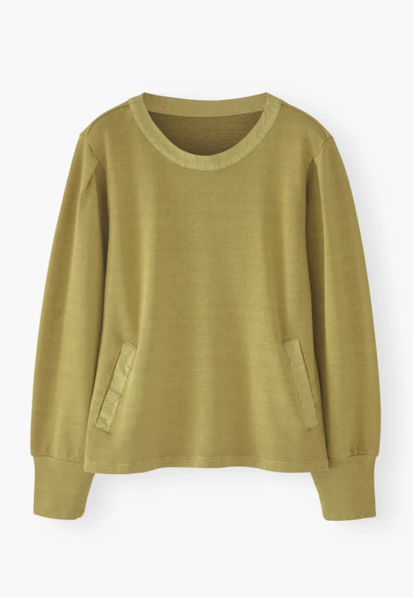 Women Wrap London Jersey Tops*Round-Neck Sweatshirt