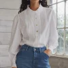 Women Wrap London Shirts & Tops*Ruffle-Neck Broderie Blouse