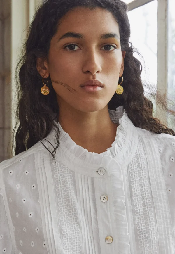Women Wrap London Shirts & Tops*Ruffle-Neck Broderie Blouse