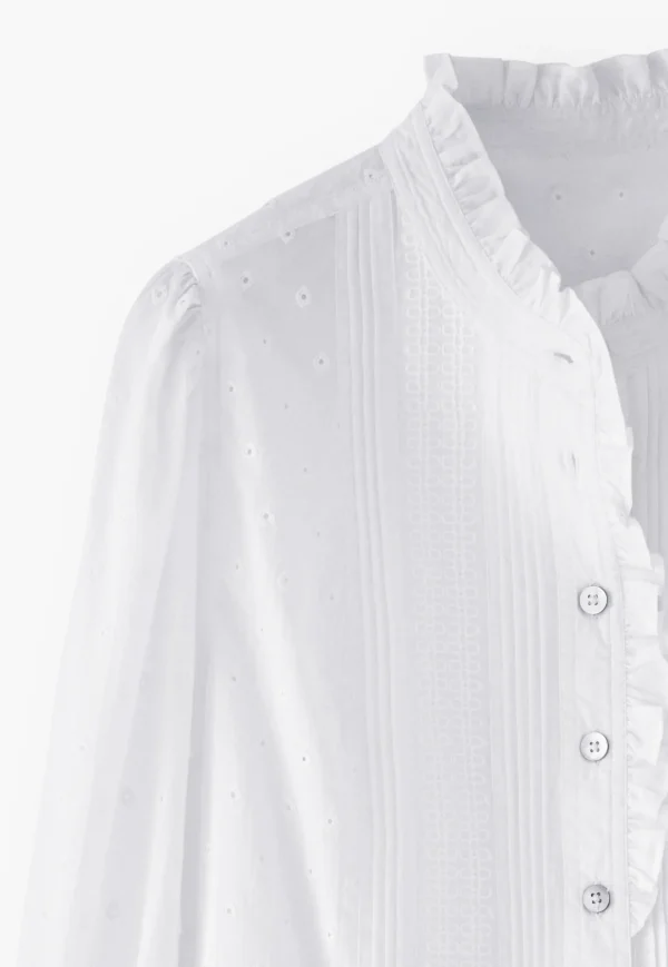 Women Wrap London Shirts & Tops*Ruffle-Neck Broderie Blouse