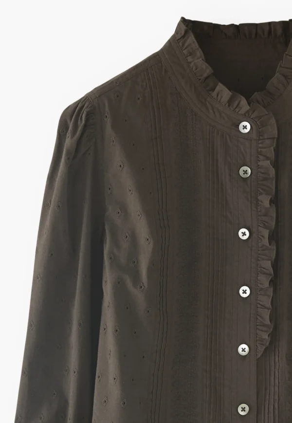 Women Wrap London Shirts & Tops*Ruffle-Neck Broderie Blouse