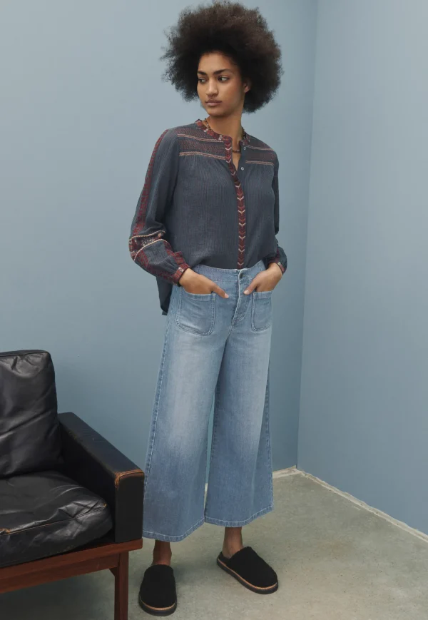 Women Wrap London Shirts & Tops*Striped Embroidered Blouse