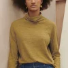 Women Wrap London Jersey Tops*Striped Funnel-Neck Top