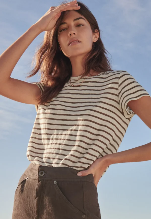 Women Wrap London Jersey Tops*Striped T-Shirt