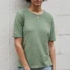 Women Wrap London Jersey Tops*Striped T-Shirt