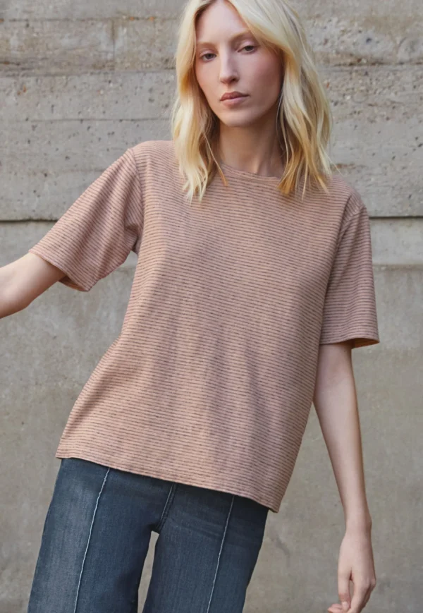 Women Wrap London Jersey Tops*Striped T-Shirt