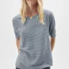 Women Wrap London Jersey Tops*Striped T-Shirt