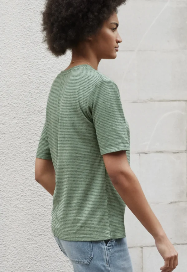 Women Wrap London Jersey Tops*Striped T-Shirt