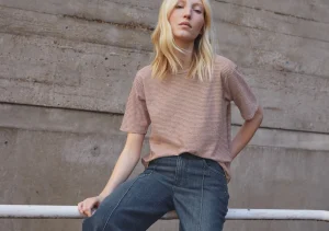 Women Wrap London Jersey Tops*Striped T-Shirt
