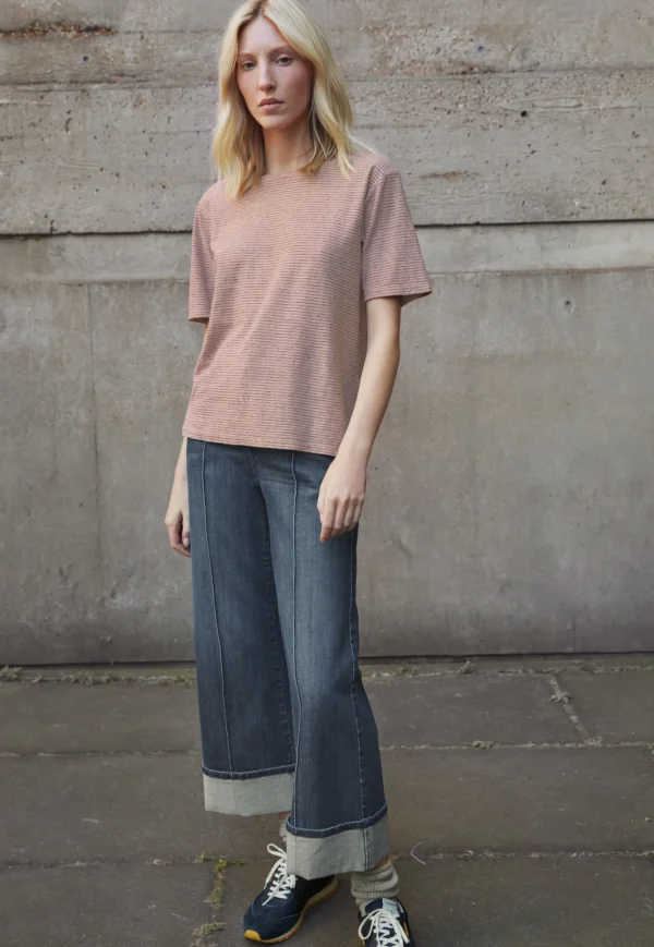 Women Wrap London Jersey Tops*Striped T-Shirt