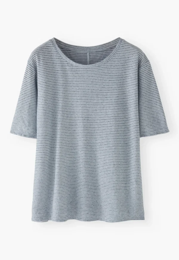 Women Wrap London Jersey Tops*Striped T-Shirt
