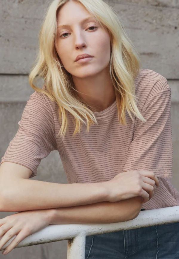 Women Wrap London Jersey Tops*Striped T-Shirt
