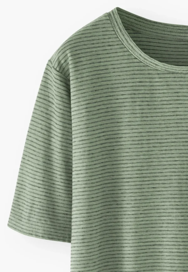 Women Wrap London Jersey Tops*Striped T-Shirt