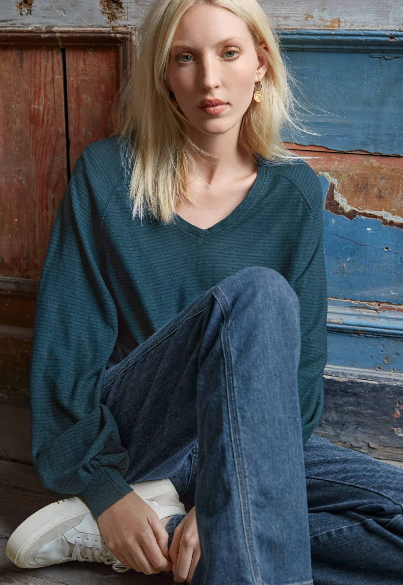 striped_vneck_top_2.webp Women Wrap London Jersey Tops*Striped V-Neck Top