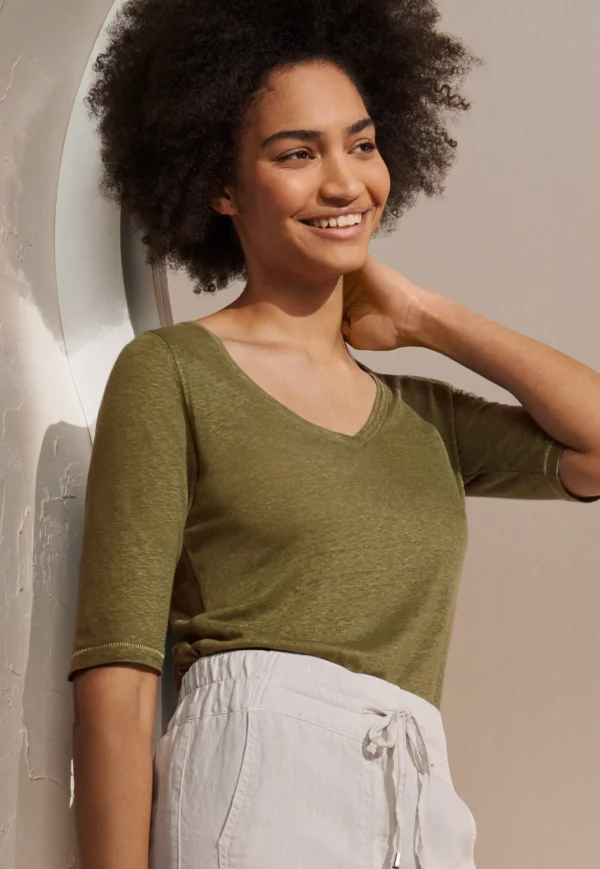 Women Wrap London Jersey Tops*V-Neck T-Shirt