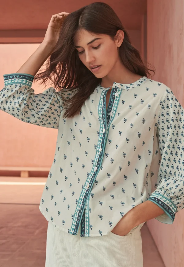 Women Wrap London Shirts & Tops*Woodblock-Printed Patchwork Shirt